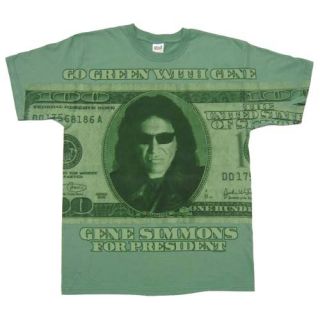 KISS Gene Simmons New Mens T Shirt sz M 100 Cotton Green Rock Band