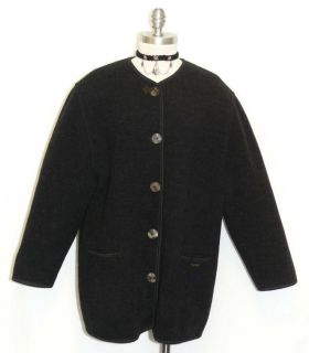 Giesswein Boiled Wool Black Women Elbow Patch Austria Dress Jacket 42
