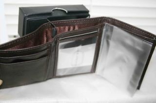 Designer Branded Geoffrey Beene Shiny Brown Men Leather Wallet Trifold