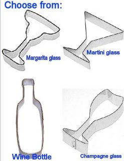  Margarita or Champagne Glass or Wine Bottle Cookie Cutter