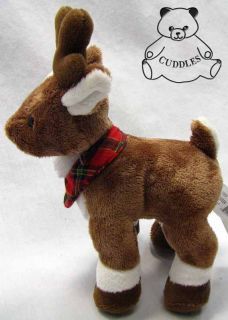 Little Reindeer Boy Ganz Plush Toy Stuffed Animal Christmas Bow Brown