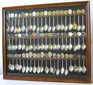 60 Spoon Display Case Rack Cabinet Hardwood with Glass Door SP03 Wal