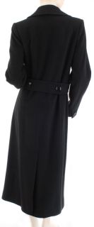 George Simonton Couture Designer Black Long Wool Cashmere Coat Womens