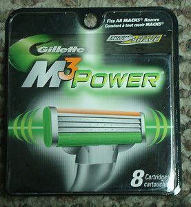 Gillette Mach M3 POWER Razor Blade 8 Cartridges Genuine Gillette NIB