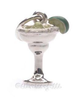 Sterling Silver Margarita in Salted Rim Glass Tequila Mex Food Charm