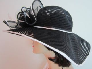 Giovannio Womens Black White Kentucky Derby Large Brim Church Hat