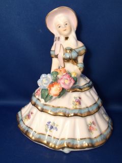 Girl with Flowers Wearing Hoop Skirt Porcelain Ceramic Figurine 6 5