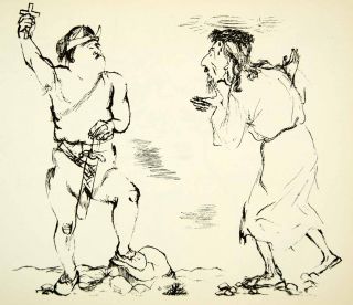  Lithograph Nordic Christ Religious Humorous George Grosz Figures Art