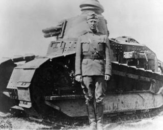 George s Patton Jr in Front of A French Renault Tank 8 1 2 x 11 Photo