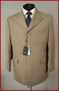 George Martin Mens Taupe Pinstripe Blazer Suit Jacket 42 R