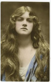 1910s Early Long Hair Haired GLADYS COOPER Beauty hand tinted photo