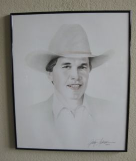 Country Music Star GEORGE STRAIT Framed Portrait artist Signed + Fan