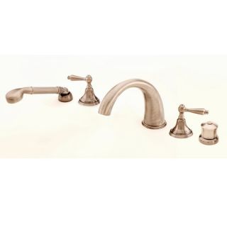 Mediterranean Double Handle Thermostatic Roman Tub Faucet with Hand