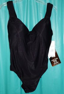Miraclesuit Size 16 Amici Black Slimming 1 Piece Swimsuit Bathing Suit