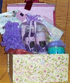 Vanilla Lavender Bath Set Gift Basket Keep Sake Box New