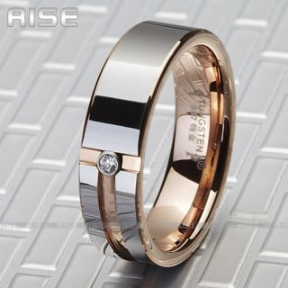 New Gift Mens Tungsten Ring Rose Gold Wedding Band 3A72