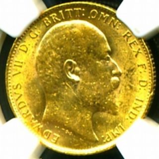 1910 GR Britain Edward VII Gold Coin Sovereign NGC Cert Genuine MS 61