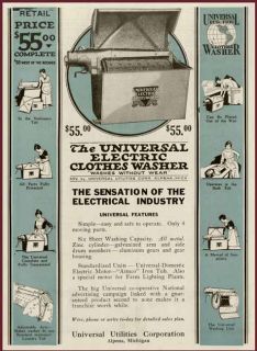 Cool 1920 Ad for $55 Universal Electric Clothes Washers