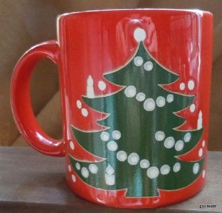 Vintage Waechtersbach Christmas Trees Red Coffee Mug w Germany