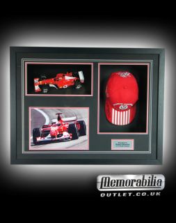 Michael Schumacher Ferrari F1 Signed Cap Car Framed World Champion COA