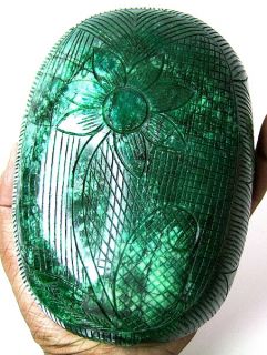 8785 Ct Green Emerald Carving Gems Free Certificate Biggest on 