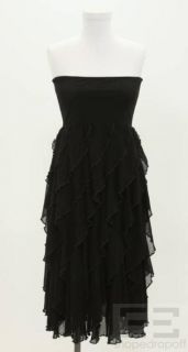 jean paul gaultier black mesh tiered strapless dress