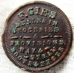 1863 F Gies Grocer Detroit MI F MI 225AG 3A Rarity R 8 Civil War Store