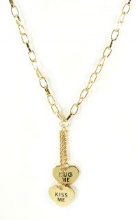  Jewelry Status Kiss Me Hug Me Gold Chain Necklace  Big Shiny Gold