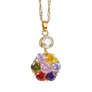 Fashion Lady Jewelry Round Cut Multi Colored Yellow Gold Plated