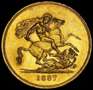 RARE Choice UNC 1887 Gold £5 Sovereign Coin Jubilee Five Pounds CV $8