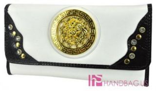 New Rachel Designer Inspired Golden Lion Enblem Studded Checkbook