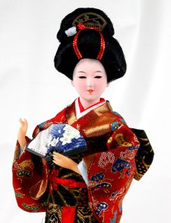 12 Japanese Geisha Doll Beautiful Brocade Kimono Hand Painted Face