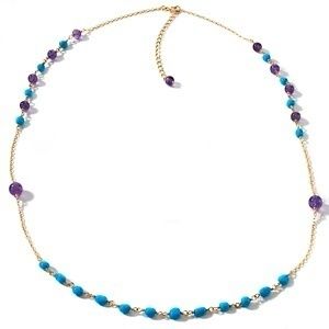 Heritage Gems Turquoise and Amethyst Vermeil Necklace