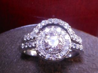 Gordon Certified Round Halo Diamond Vintage Style Engagement Ring