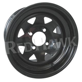 Black 8 Spoke 12x7 5 3 4 Offset Steel Golf Cart Wheel