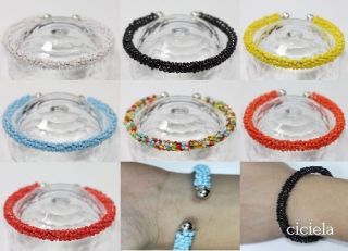  Handmade Classy Cuff Silver Crystal Glass Bead Bracelets