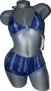 Gottex Boy Shorts Bikini Swimsuit Tie Dyed Crochet Blue 8 Retro