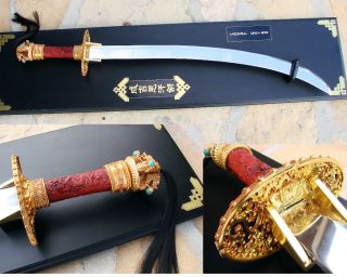 Genghis Khan Franklin Mint Mongol Sword Dragon Gold Dagger RARE