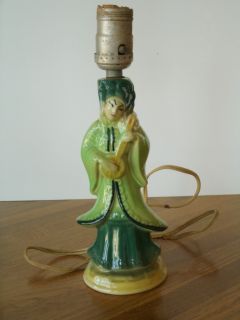 Vintage Ceramic Geisha Girl Asian Lamp Base 1940s Great Condition