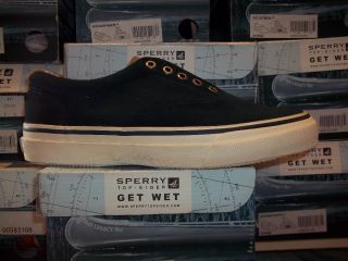 New Mens Sperry Topsider Laceless Striper Navy Suede Must See