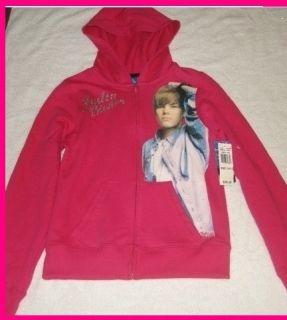 Justin Bieber Girls Hoodie Sweatshirt Pink Size 10 12