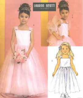 Girls Childs Evening Dress Wrap Sewing Pattern Tea Length Petticoat