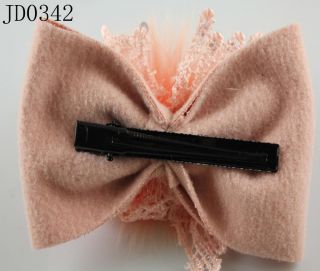 Chic Girls Womens Pink Feather Bowknot Barrettes Hair Pin Hair Clips