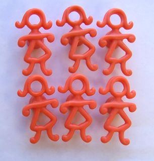 Lot 18 Orange Girls Stick Kids Craft Figure Knobs Drawer Handles Pull