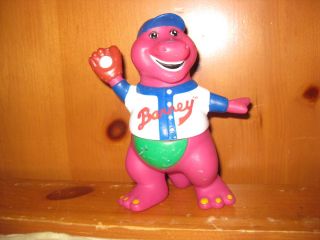 Vintage Barney PVC Figure in A Baseball Outfit 5 1 2 inches Tall