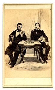   CDV ABRAHAM LINCOLN GEORGE B McCLELLAN CARD PLAYING 1864 CONGRESS