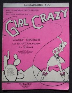 1930 Embraceable You Girl Crazy George Gershwin Sheet