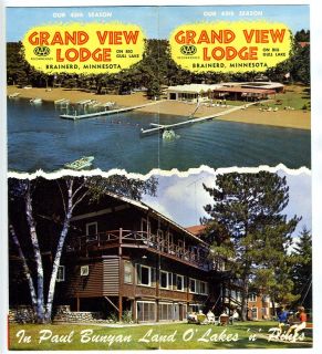 Grand View Lodge Brochure Brainerd Minnesota 1960s Big Gull Lake