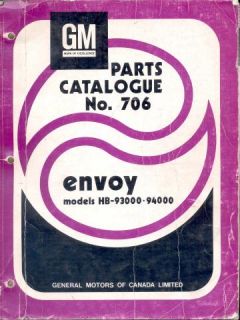 1968 1972 Vauxhall Envoy Epic Viva GM Canada Factory Parts Manual Book