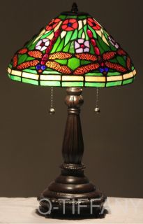 Tiffany Style Stained Glass Table Lamp Dragonfly Pond